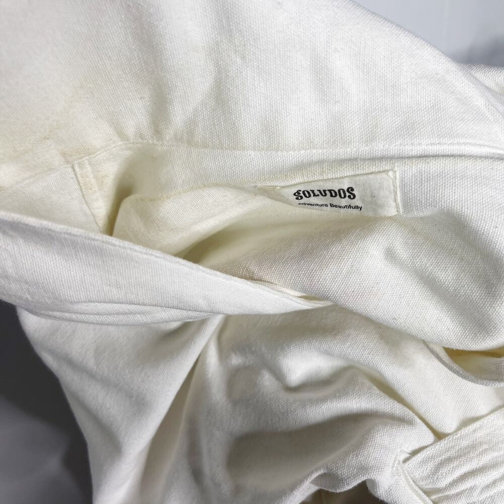 Soludos S White Rialto Tie Waist Jumpsuit Cotton Embroidered Zip Front Cropped - Picture 12 of 16